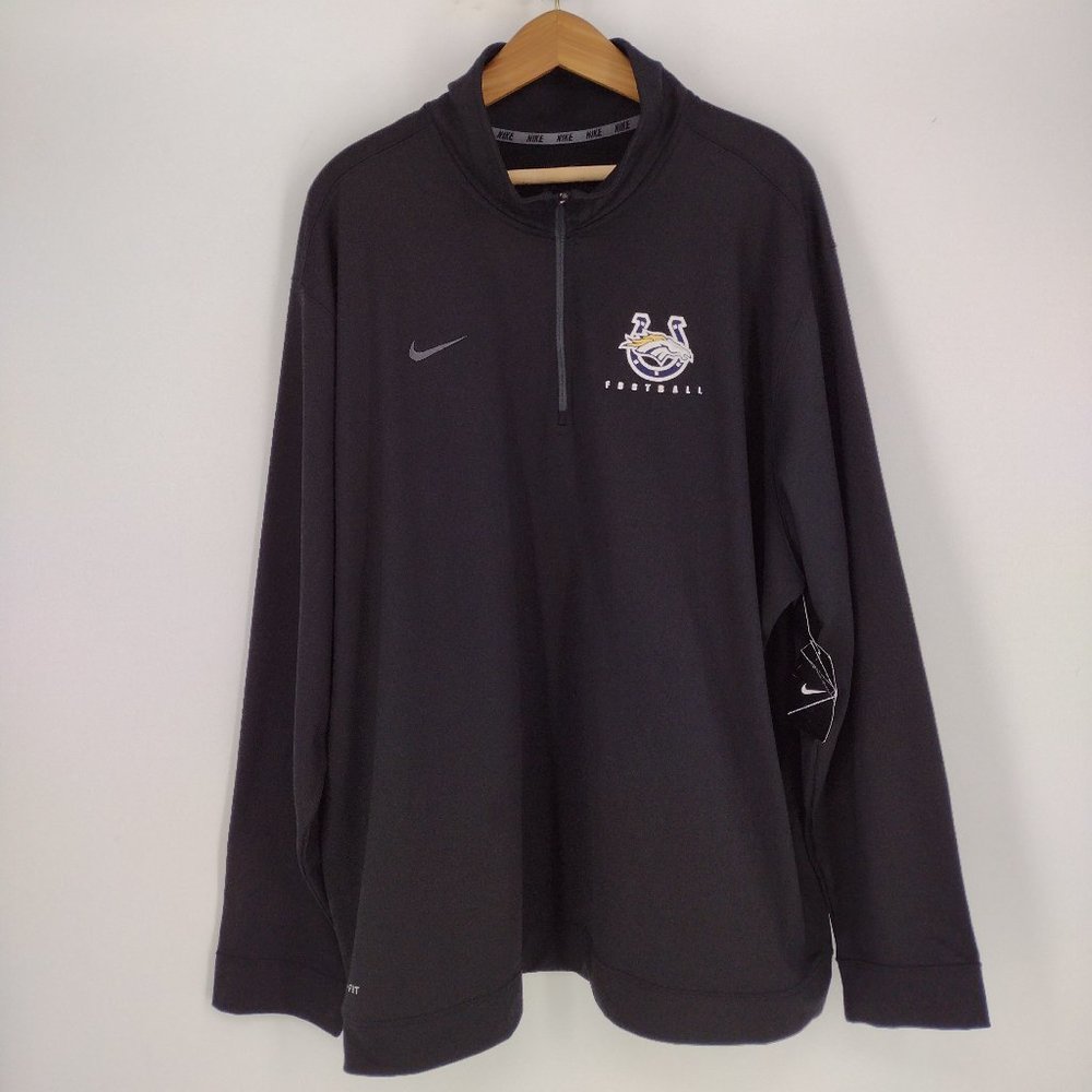 Nike NFL Broncos 1/4 Zip Pullover Dri-Fit Football Black Windbreaker